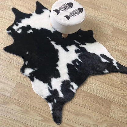 78x105cm Imitation Cow Print Rug Black and White Faux Cowhide Rugs Animal Area