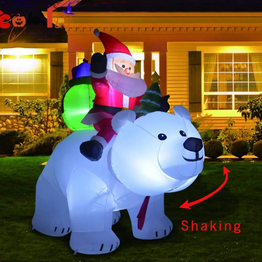 2.1m Shaking LED Inflatable Bear Snowman New Year Doll Outdoor Garden Toys