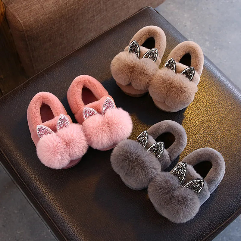 Kids Girls Girls Slippers Cartoon Fox Girls Home Shoes for Children Winter