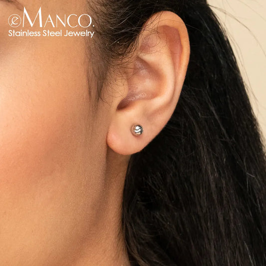 E-Manco 6MM Women Diameter 6mm Ball Stud Earrings Set Trendy Geometric