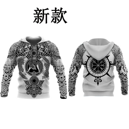 Fenrir Wolf Valknut Tattoo 3D Printed Men Hoodies Harajuku Hooded Sweatshirt