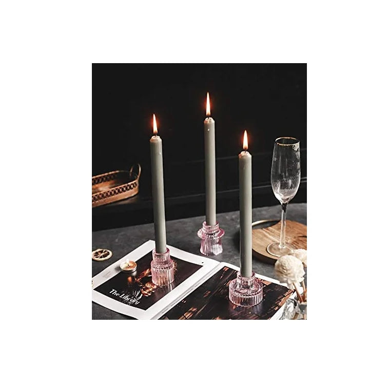 Glass Candle Holders Set of 3- Home Decor Dining Room Table Wedding Centerpiece