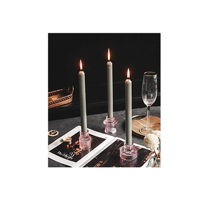 Glass Candle Holders Set of 3- Home Decor Dining Room Table Wedding Centerpiece