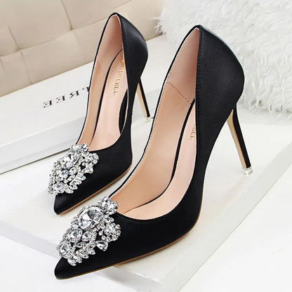 BIGTREE Shoes Rhinestone Women Pumps Stiletto Women Shoes Sexy High Heels