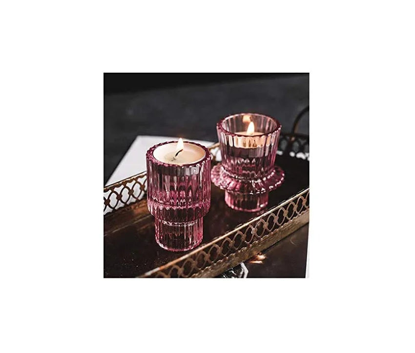 Glass Candle Holders Set of 3- Home Decor Dining Room Table Wedding Centerpiece