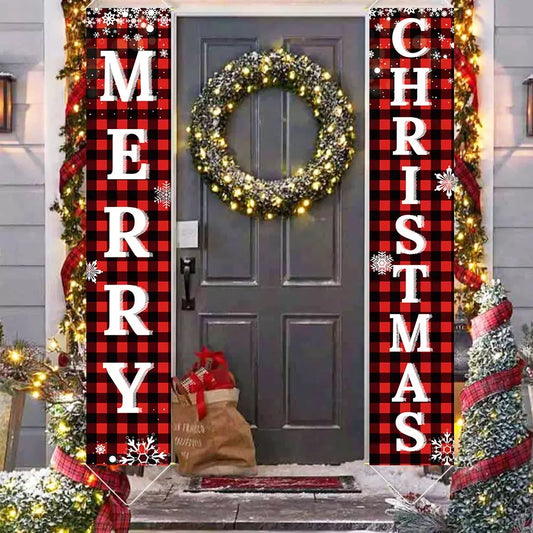 2023 Christmas Door Decoration Merry Christmas Banner Decor for Home Hanging