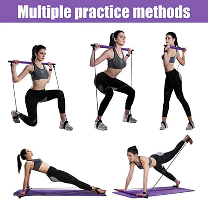 Portable Home Crossfit Yoga Bar Fitness Stick Resistance Bands Rod Pull Rope