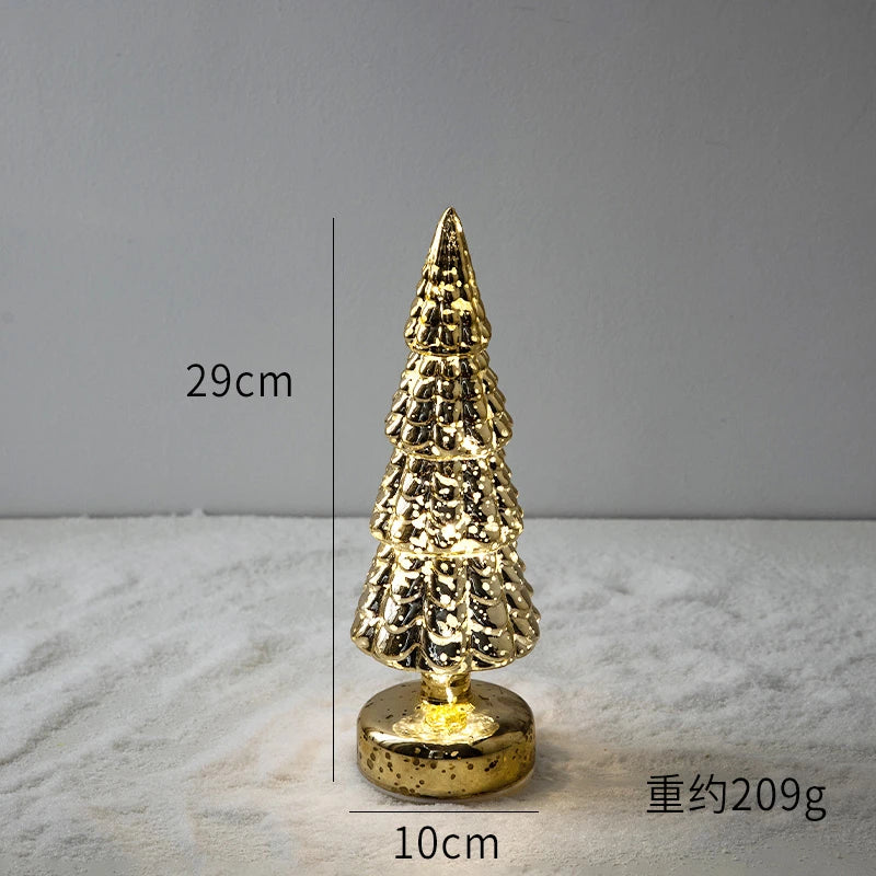 Glass Glowing Christmas Tree Decoration Night Light Ornaments Luminous New Year