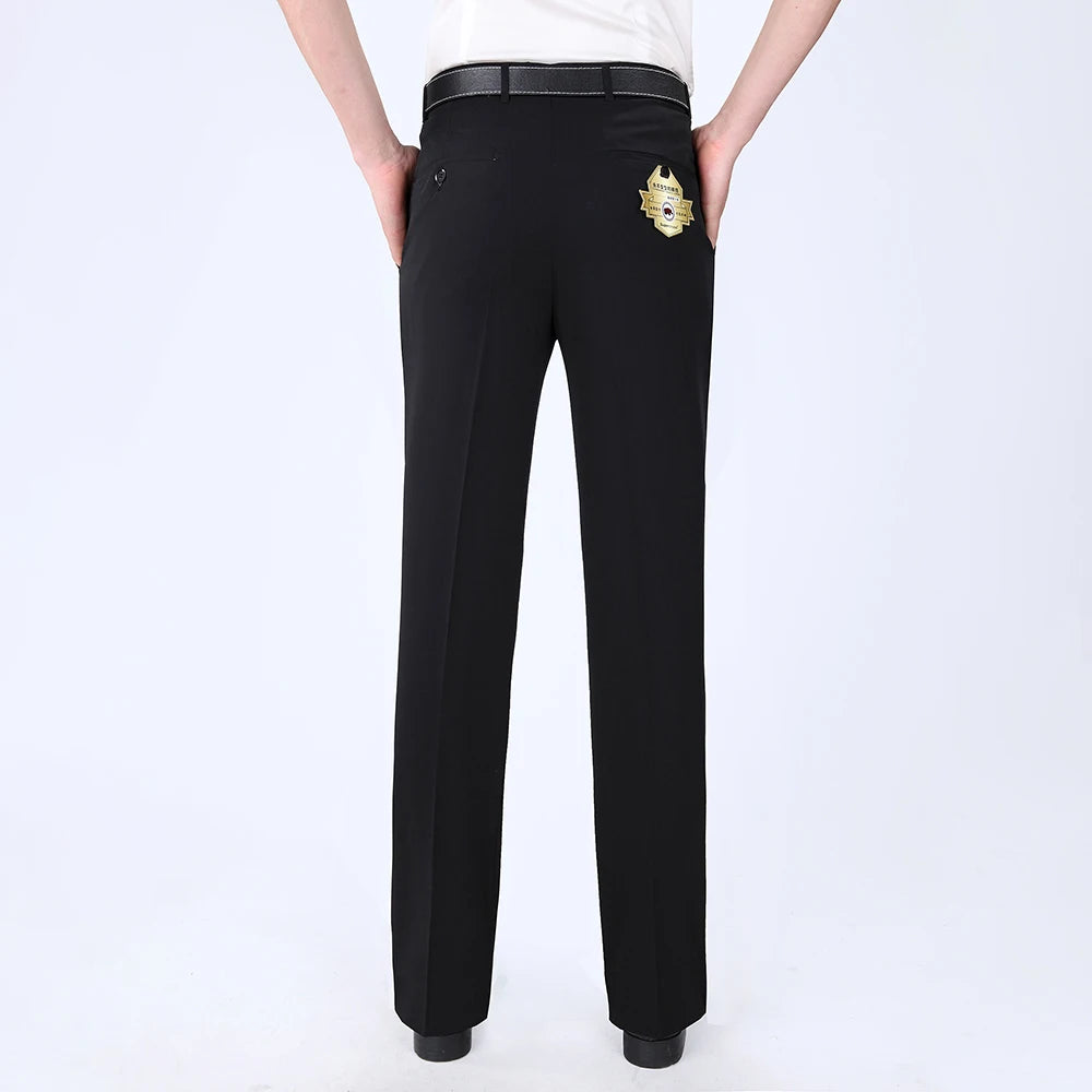 Summer Men Business Thin Silk Pants 29-56 Male Big Size Formal Classic Black.