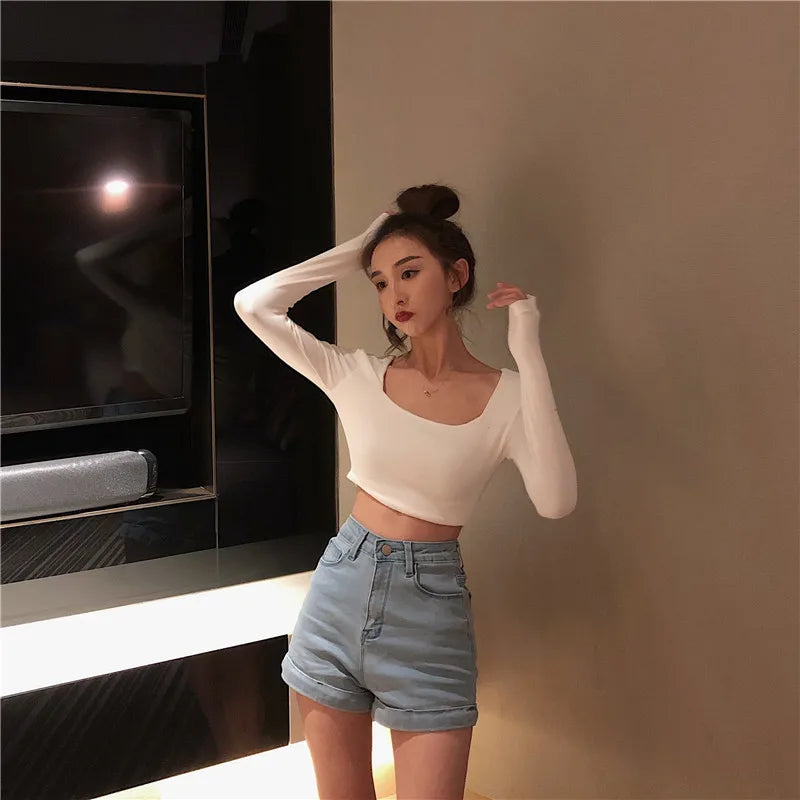 Shorts Women Summer Korean Chic Retro High Waist Slim Womens shorts