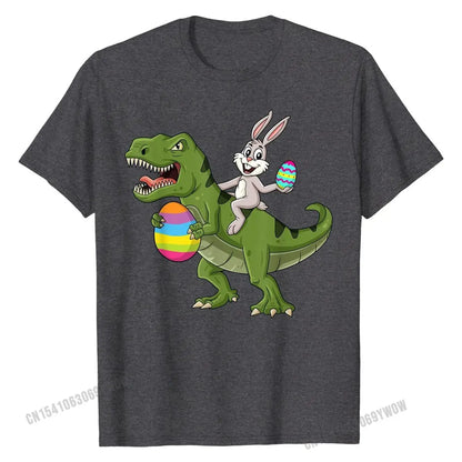 Rabbit Riding T Rex Easter Egg Boys Girls Kids T-Shirt T Shirt Graphic Custom