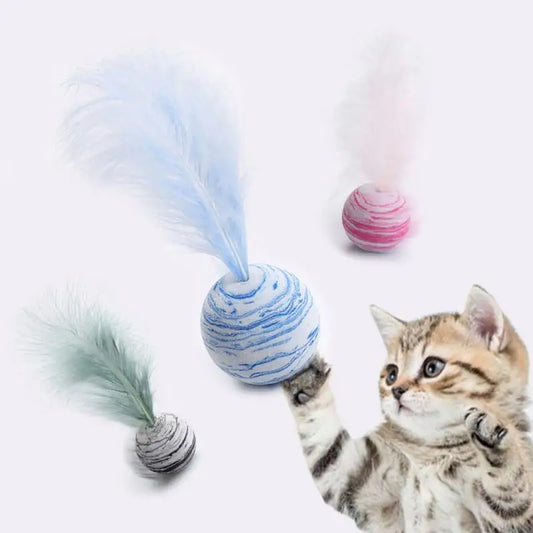 Cat Toy Ball Feather Funny Cat Toy Star Ball Plus Feather Foam Ball Throwing