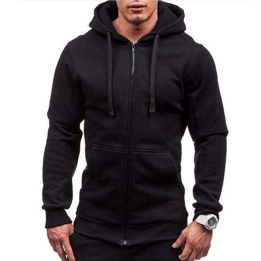 DIMUSI Mens Hoodies Fashion Mens Solid Color Sweatshirt Slim Jackets Mens