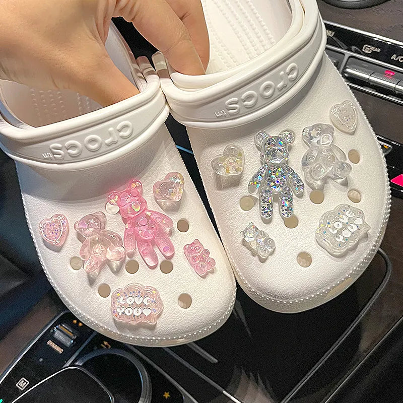 Shiny Bears Chain Croc Charms Designer DIY Quality Anime Sandals Party