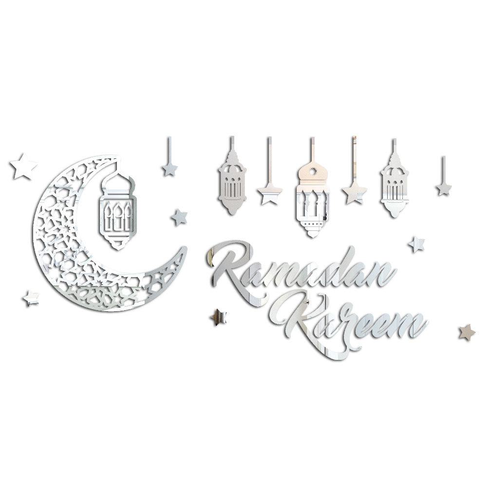 Muslim Islam Eid Mubarak Ramadan Crystal Mirror Wall Sticker Room Decorations