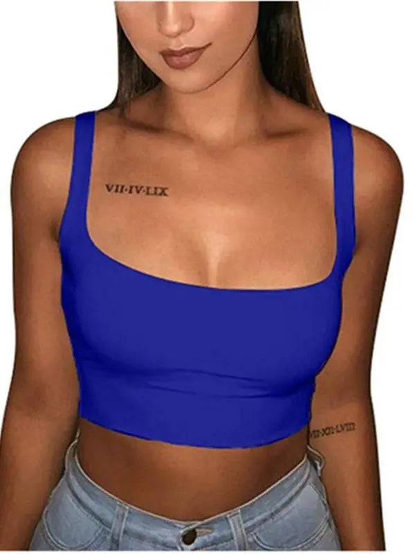 Sexy Women Solid Strappy Tank 2019 Vest Crop Top Summer Beach Party