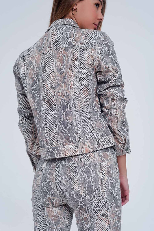 Beige Snake Print Jacket