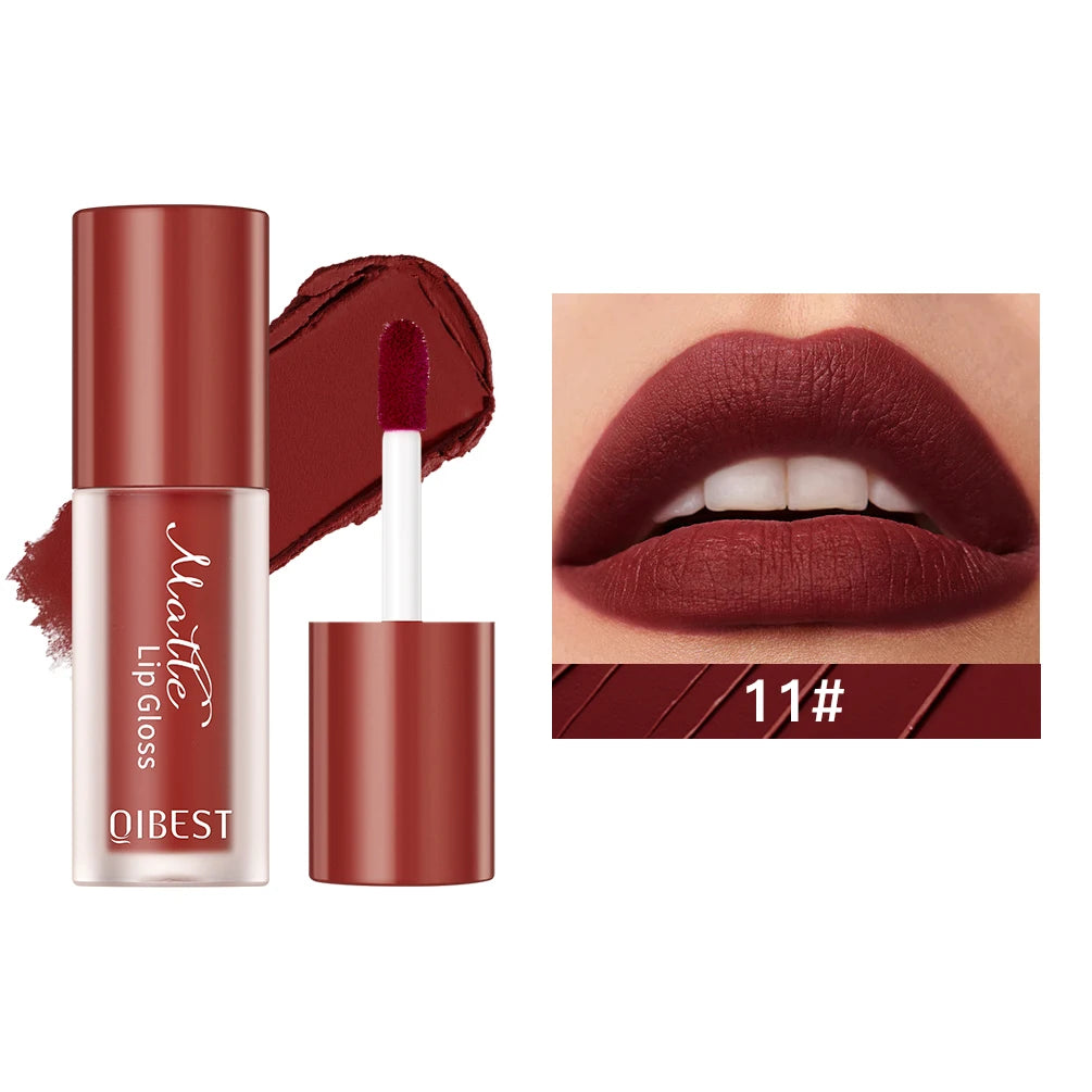 QIBEST 1Pc Velvet Matte Liquid Lipstick Nude Lipgloss Makeup Natural