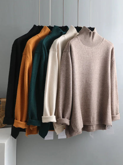 Autumn Winter Basic Oversize Thick Sweater Pullovers Women Loose Cashmere