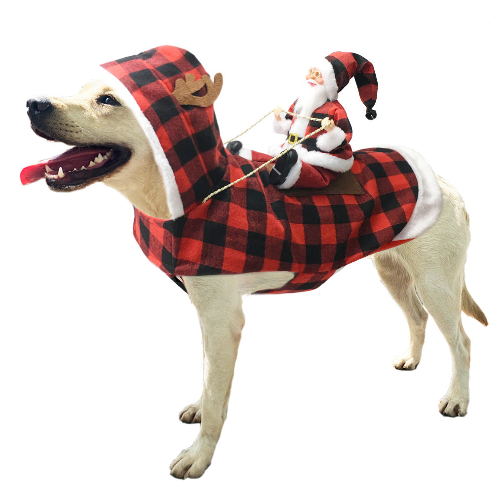 Pet Dog Christmas Costume Santa Claus Riding Dress Christmas Pet Clothes Riding