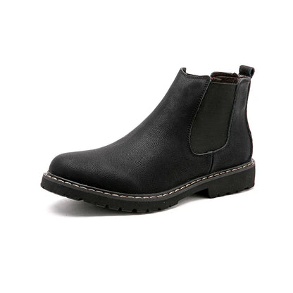 Chelsea Boots Men Winter Shoes Black Split Leather Boots Mens Warm Footwear