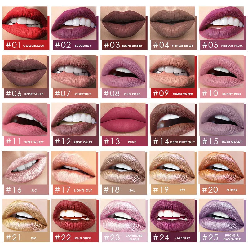 FOCALLURE Waterproof Matte Liquid Lipstick Long-Lasting Lip Tint Nude Lipgloss