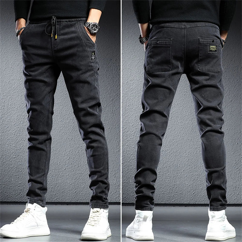 Spring Summer Black Gray Cargo Jeans Men Streetwear Denim Jogger Baggy Pants Men