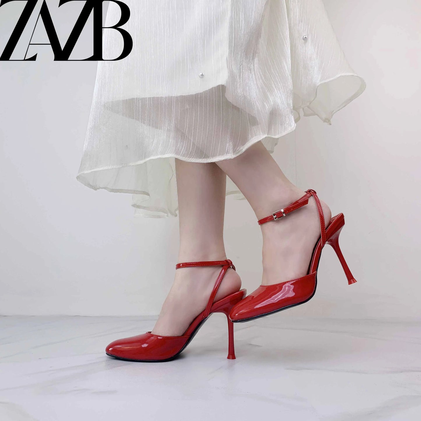 ZA Luxury Rose Red Green Formal Office for Ladies High Heel Shoes Women Sandal.