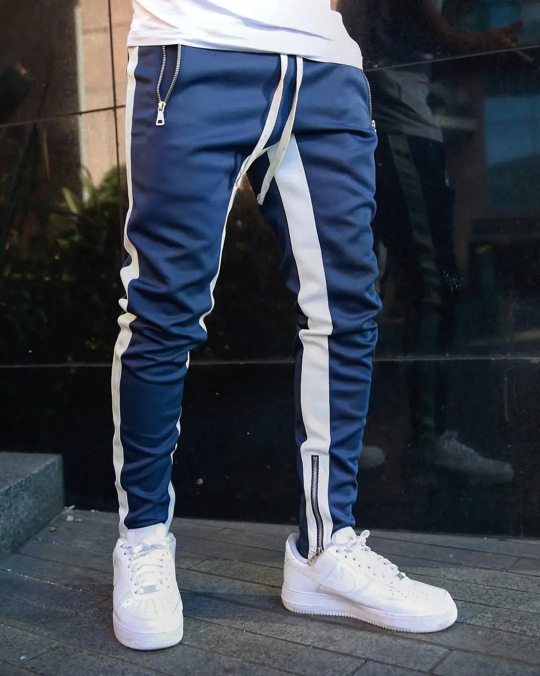 Mens Joggers Casual Pants Fitness Sweatpants Sports Track Pants Mens Zipper