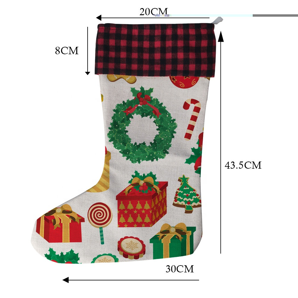 Prosub Christmas Stocking Sublimation Blank White Xmas Linen Socks Sublimation