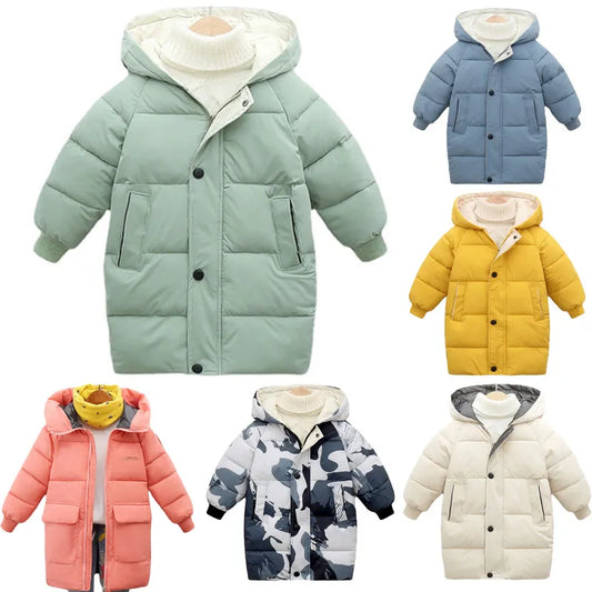 2-12y Kids Down Long Outerwear Winter Clothes Teen Boys Girls