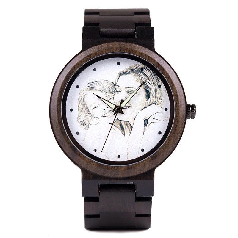 Personality Creative Design Customers Photos UV Printing Customize Wooden Watch