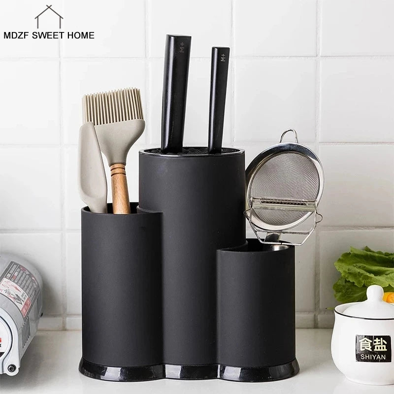 MDZF SWEETHOME Multi-Function Utensil Holder Knife Block PP Flatware Drainer