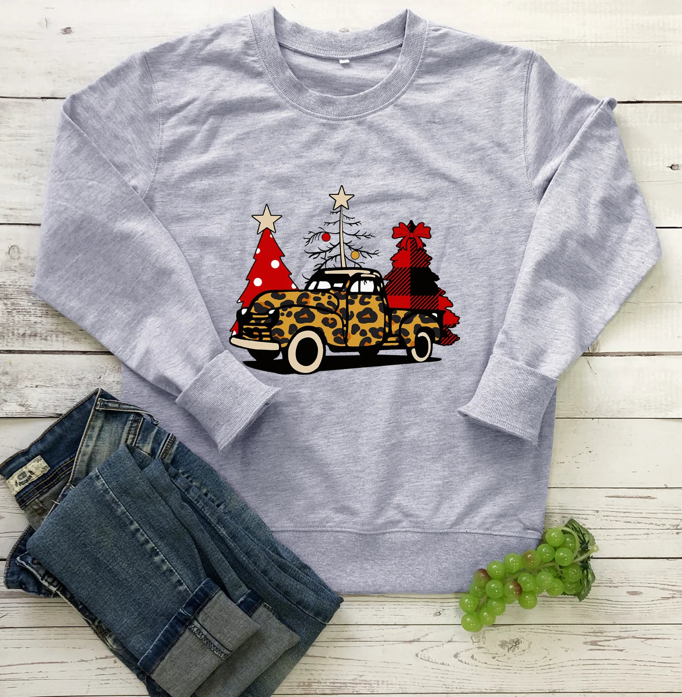 Leopard Truck Christmas Sweatshirt Merry Christmas Sweats Christmas Party