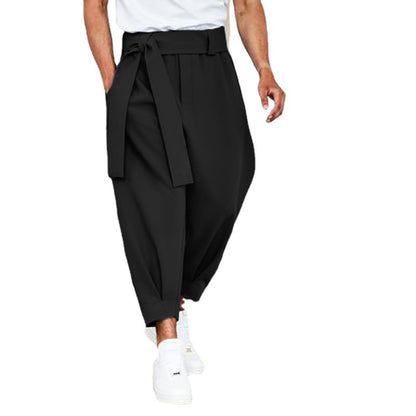 Men Pants Solid Color Joggers Baggy Pockets Fashion Casual Trousers Men