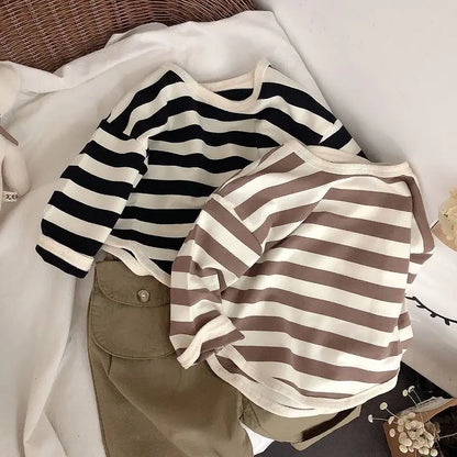 MiniAinis Spring Autumn New Girls Long Sleeve Striped Boys Cotton Hoodies