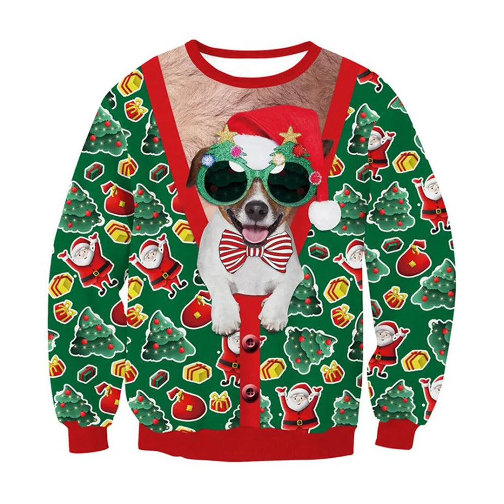 HX Animals Christmas Sweatshirt 3D Graphics Christmas Alpaca Pullovers