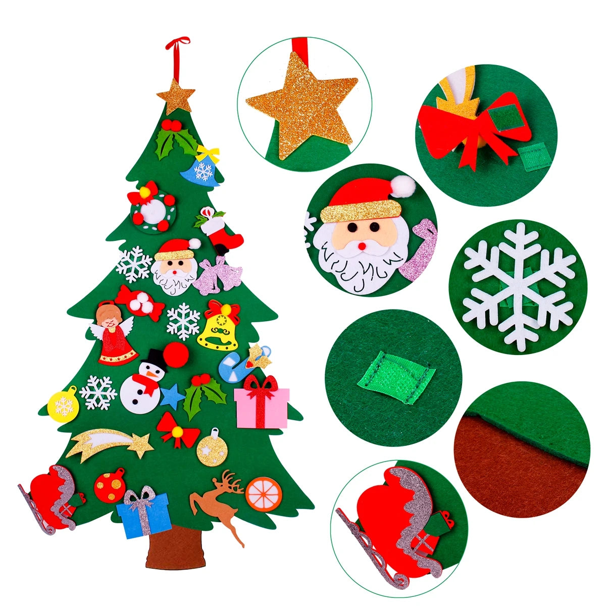 QIFU 3D DIY Felt Christmas Tree Christmas Decorations for Home Christmas