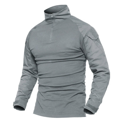 TACVASEN Long Sleeve 1/4 Zipper Tactical T-Shirts With Pockets