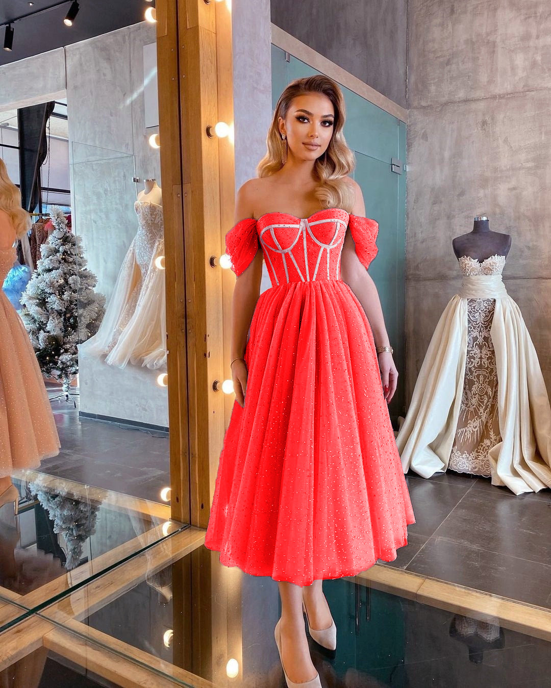 Princess Dress European Style Sequin Womens Dresses Ankle Length Wedding