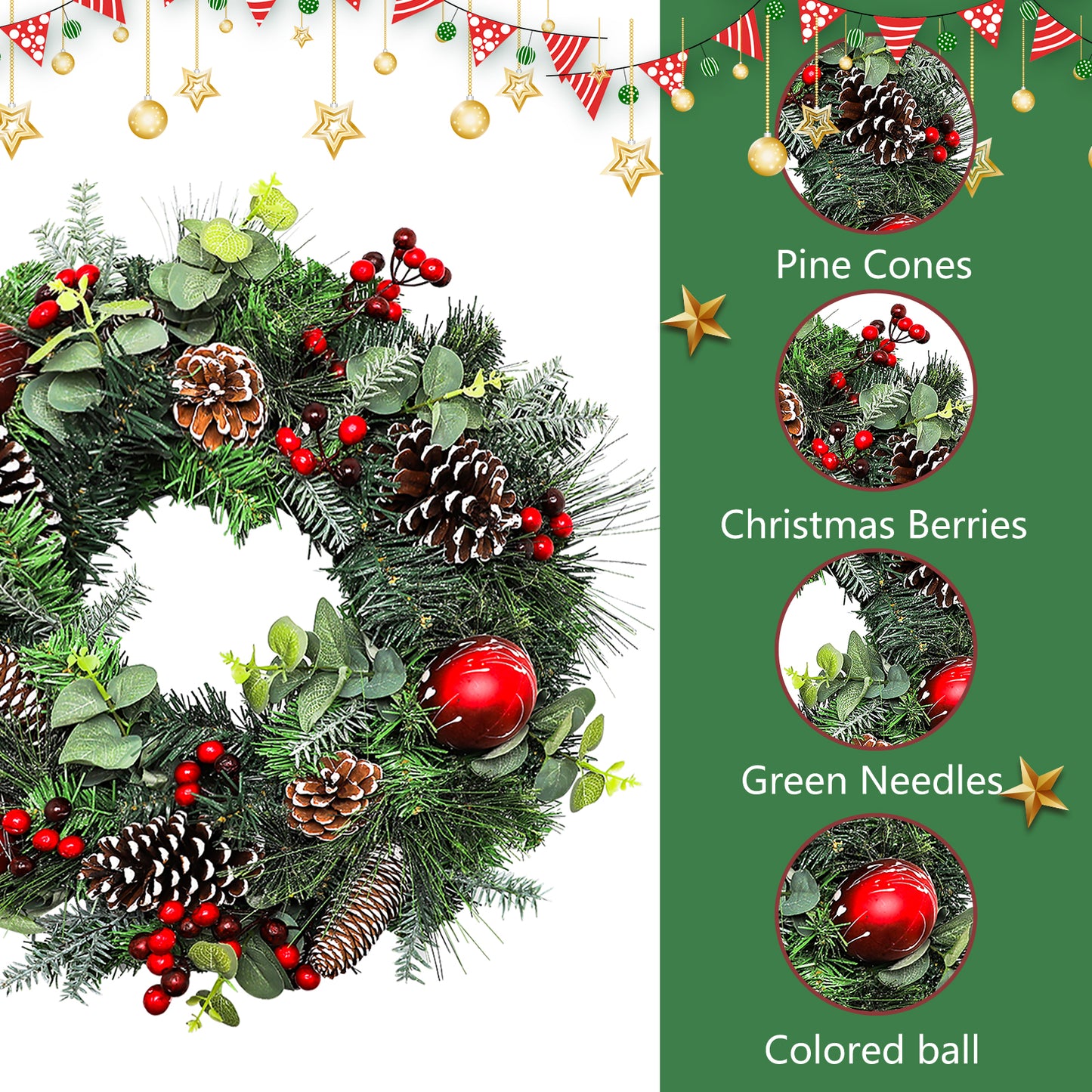 New Design Christmas Door Decoration Christmas Ball Garland Pine