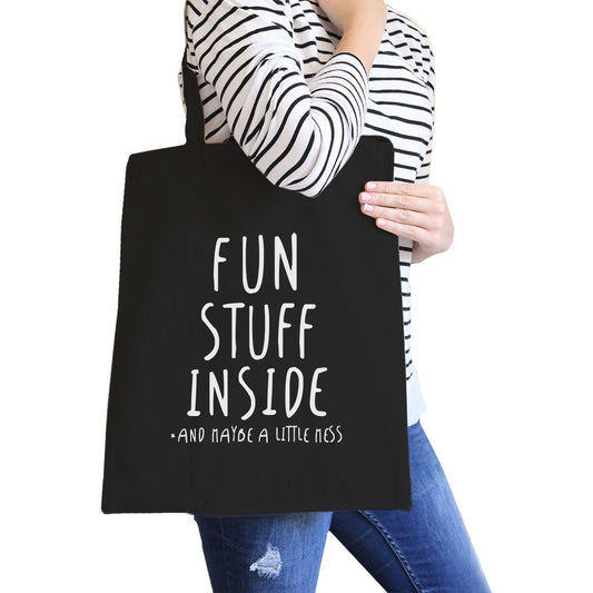 Fun Stuff Inside Black Canvas Bag Gifts for Best Friend Tote Bags