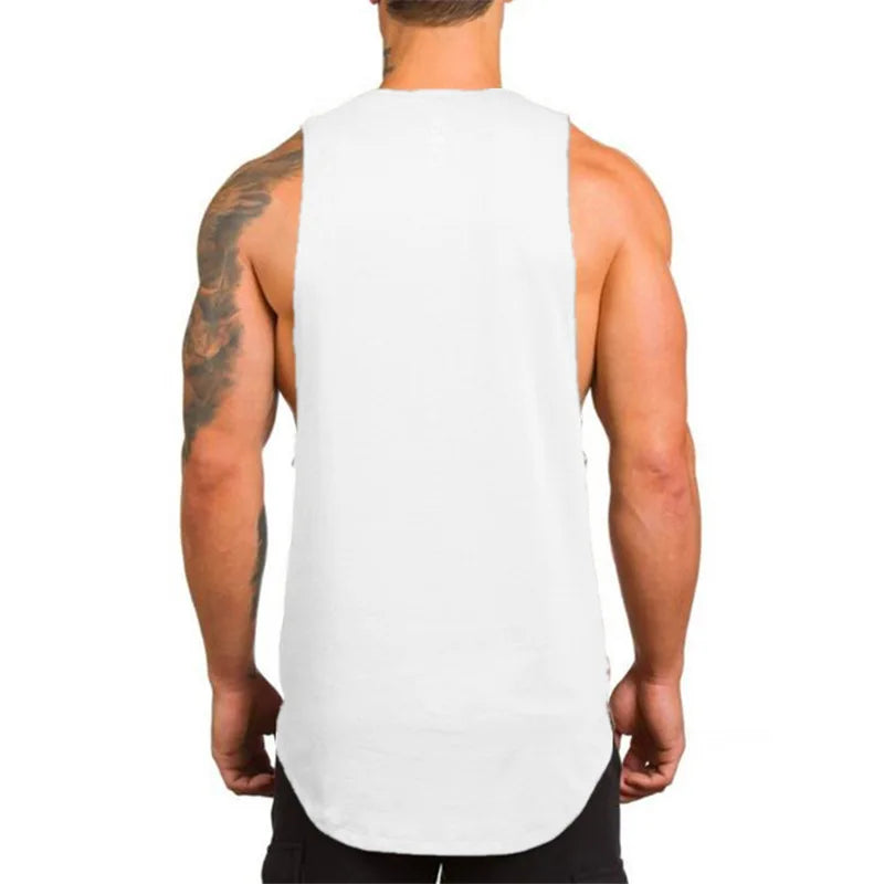 Cotton Sleeveless Shirts Tank Top Men Mens Singlet Bodybuilding Workout Gym Vest