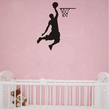 Cartoon Basketball Player Dunk Wall Sticker for Home Decorative