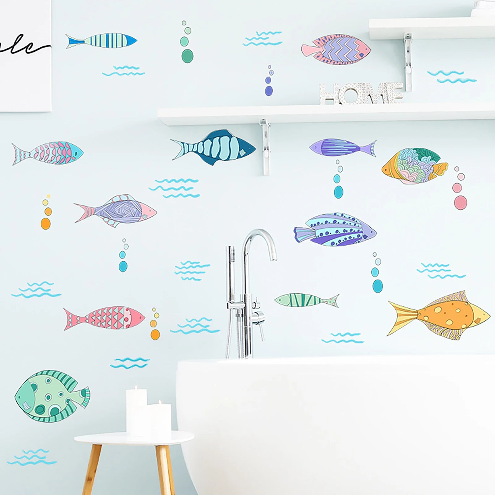 Fish Wall Stickers Bathroom Wall Sticker Wallpaper Wall Art for Kids Ocean Theme