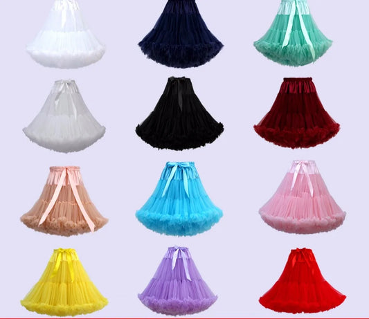 Net Yarn Tutu Skirt Boneless Petticoat Multi Color Fluffy 55cm Soft Tutu Skirts