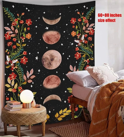 Moon Phase Tapestry Wall Hanging Psychedelic Moon Starry Tapestries Carpets