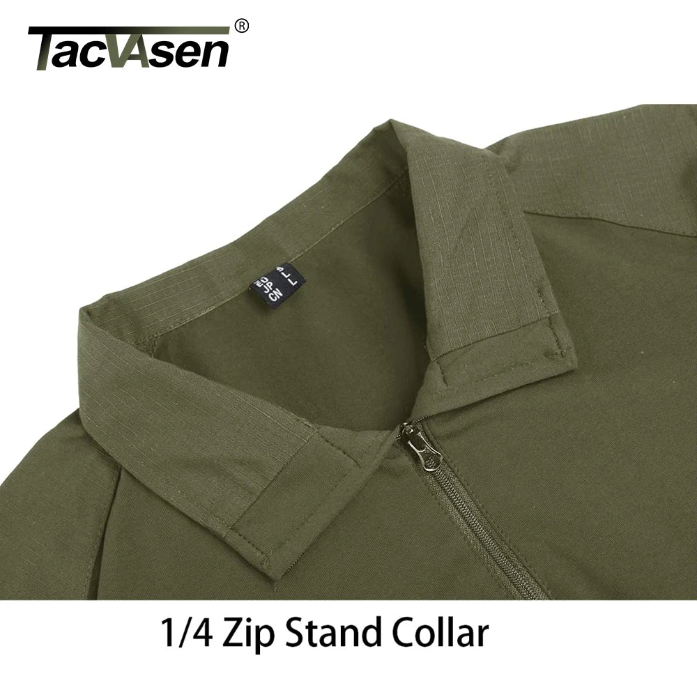 TACVASEN Long Sleeve 1/4 Zipper Tactical T-Shirts With Pockets