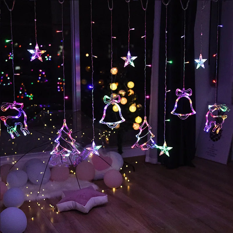 LED Star Lamp Curtain Garland Fairy String Lights Christmas Decoration Outdoor