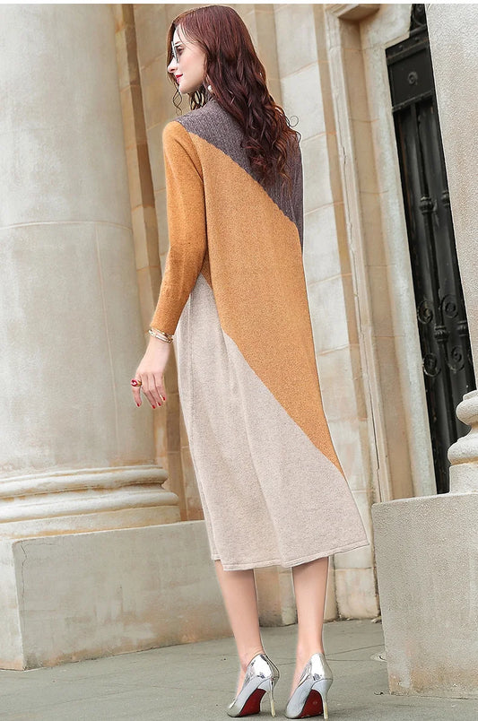 Wool Knitting Dress Women Autumn Winter 2021 New Turtle Neck